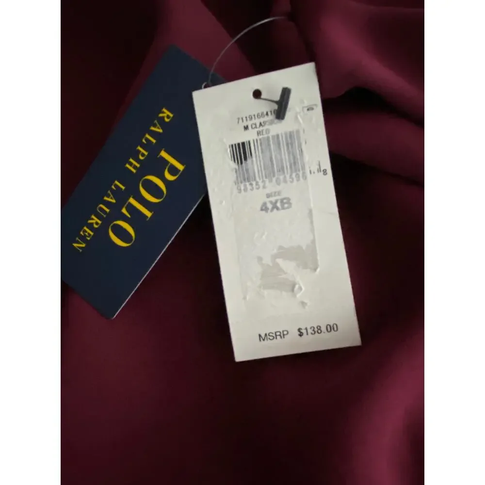Polo Ralph Lauren Pullover Men's 4XB Big & Tall Mock Neck Snap Button Red NEW